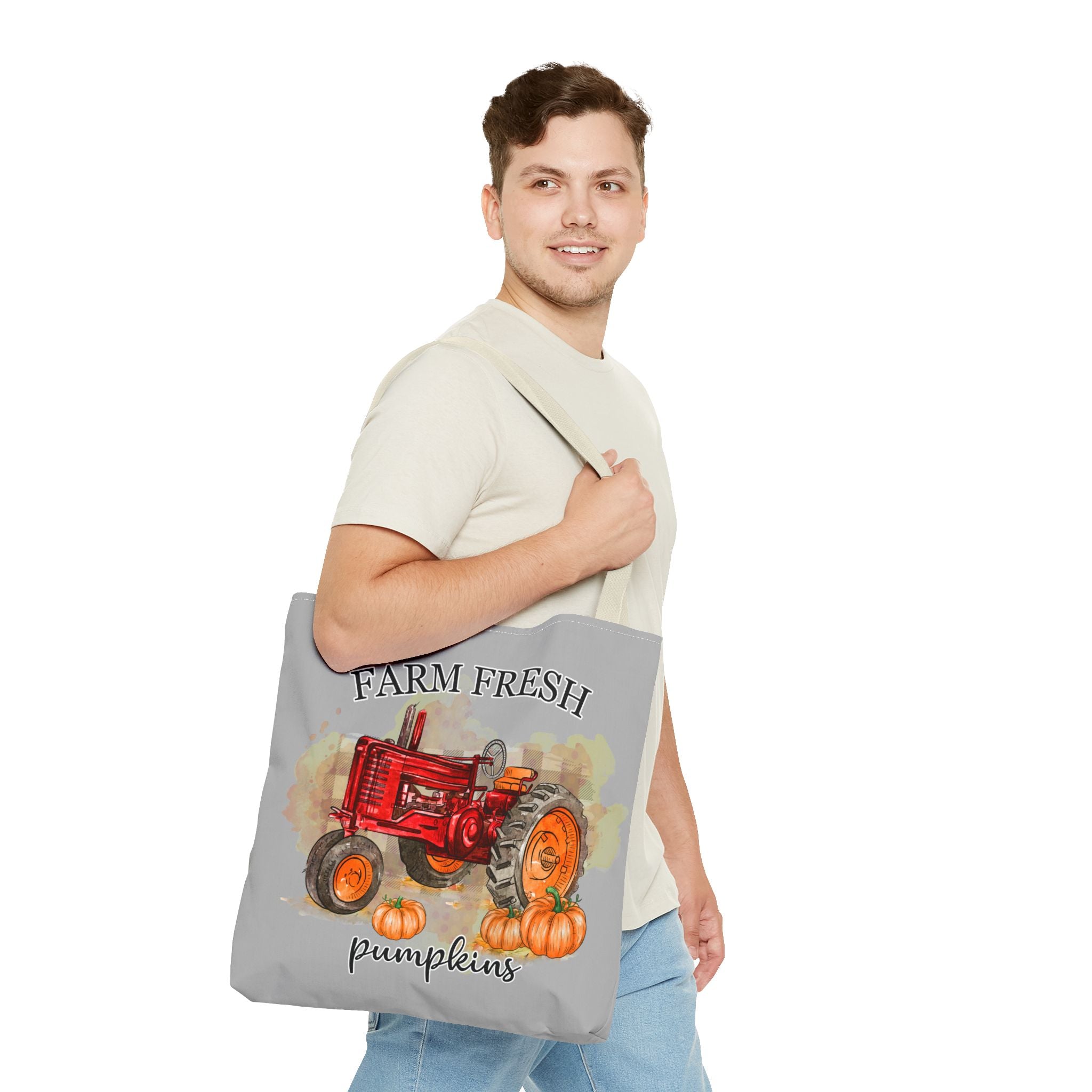 Light Grey Farm Fresh Pumpkin Tote Bag!