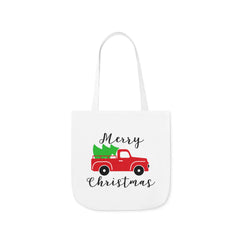 Christmas Truck White Canvas Tote Bag!