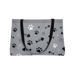 Weekend Tote Bag –  Cute Cat Paws & Fishbone Design!