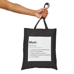 Funny Mum Definition Cotton Canvas Tote Bag - Perfect Gift for Mother's Day!