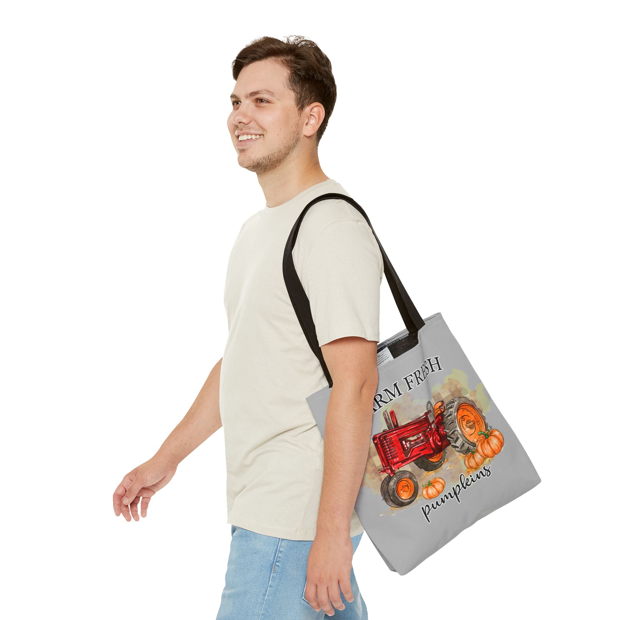 Light Grey Farm Fresh Pumpkin Tote Bag!