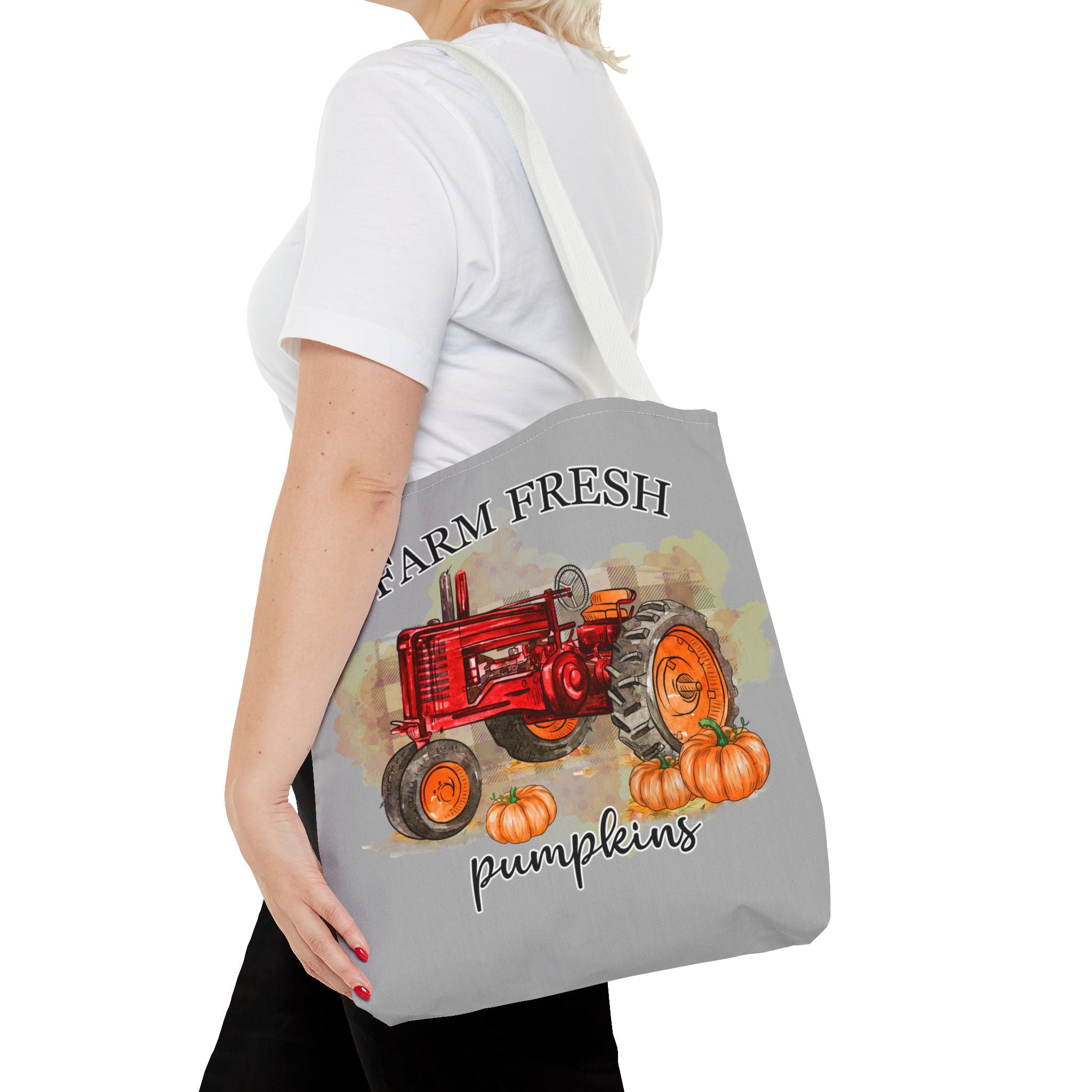 Light Grey Farm Fresh Pumpkin Tote Bag!