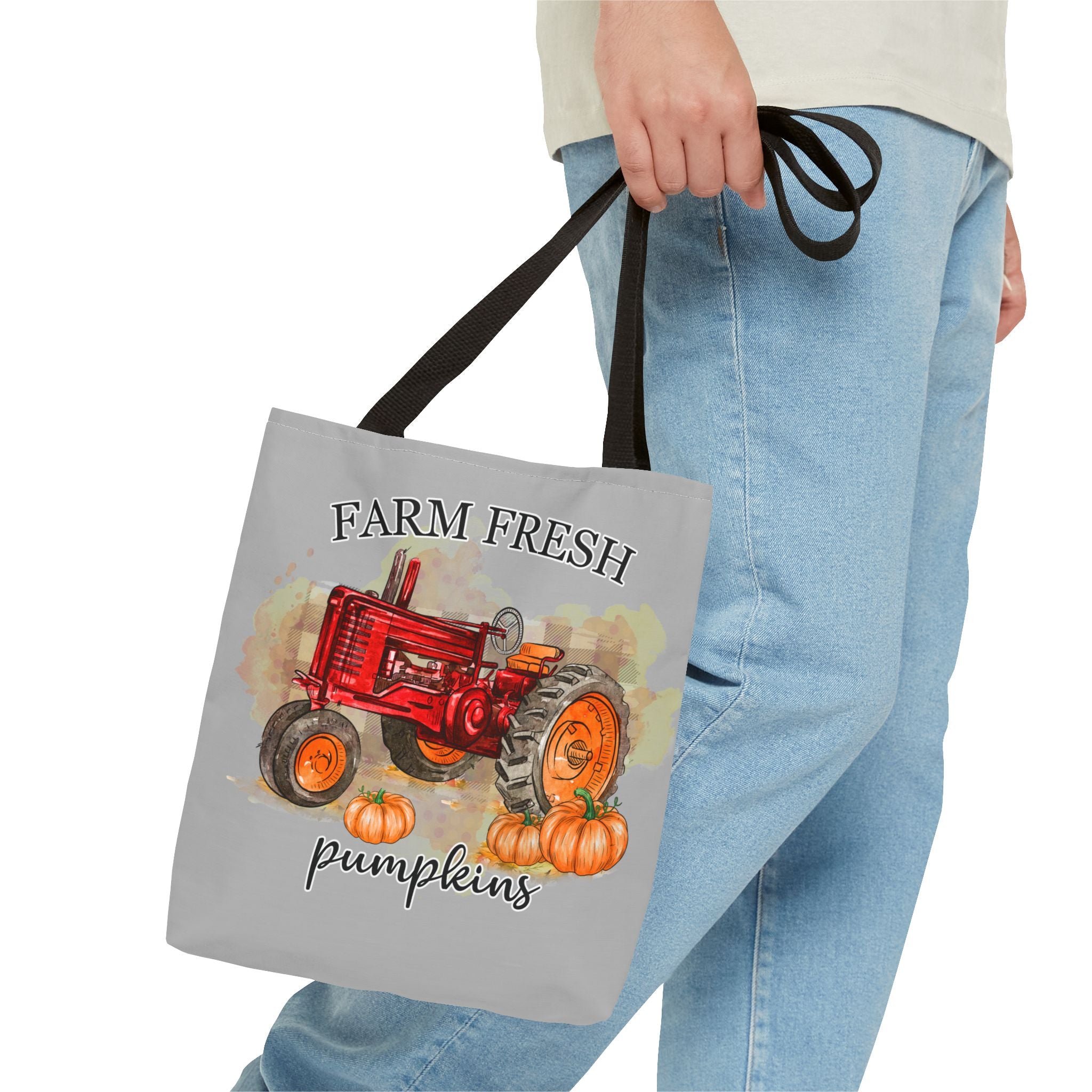 Light Grey Farm Fresh Pumpkin Tote Bag!