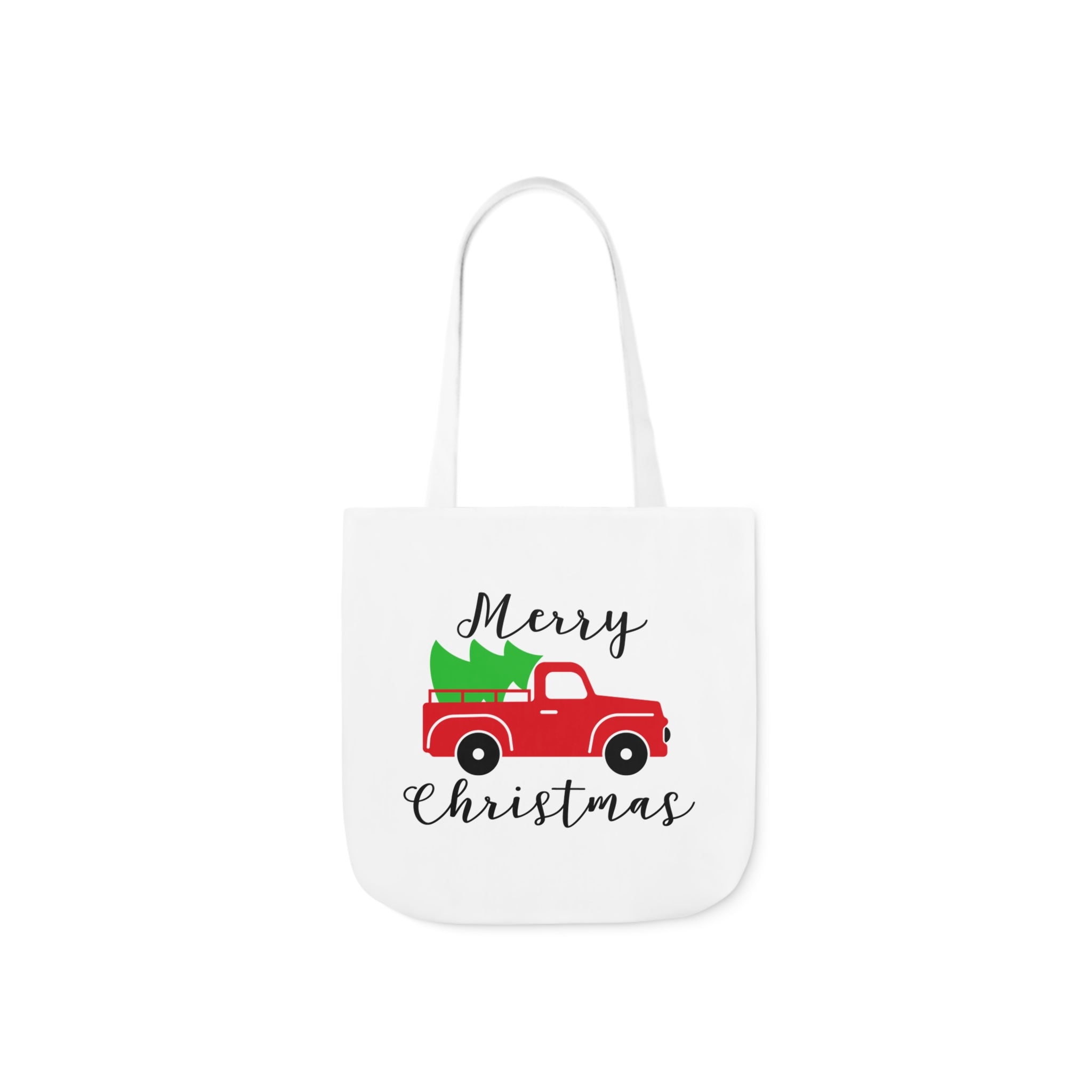 Christmas Truck White Canvas Tote Bag!