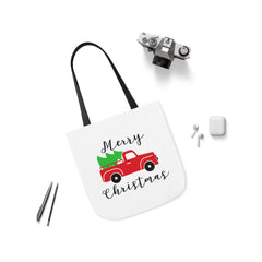 Christmas Truck White Canvas Tote Bag!