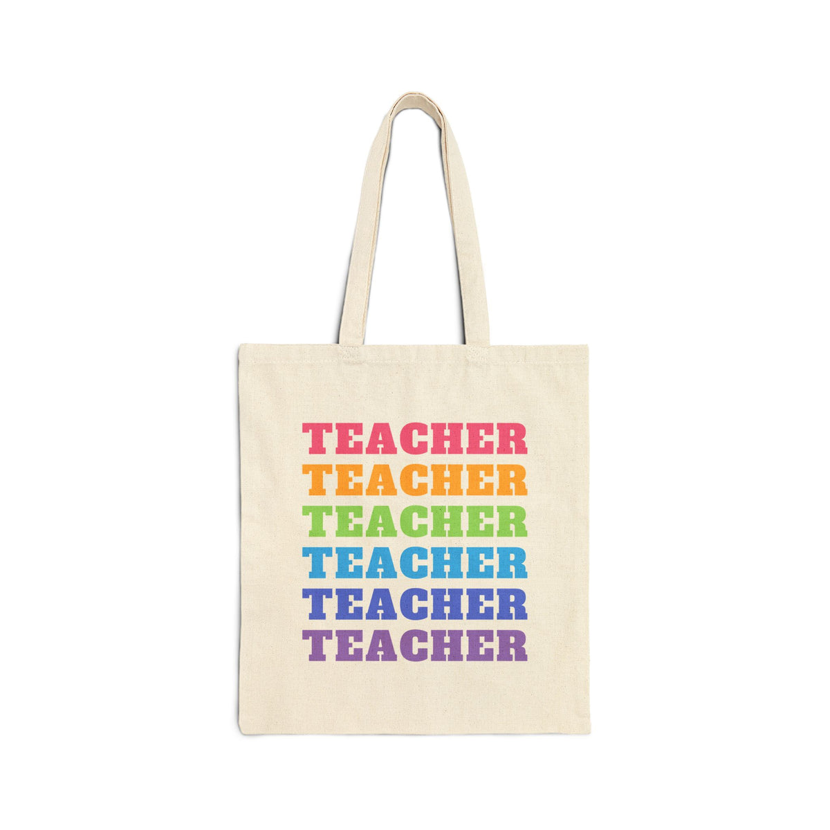 Colorful Teacher Cotton Canvas Tote Bag - Perfect Gift for Educators!