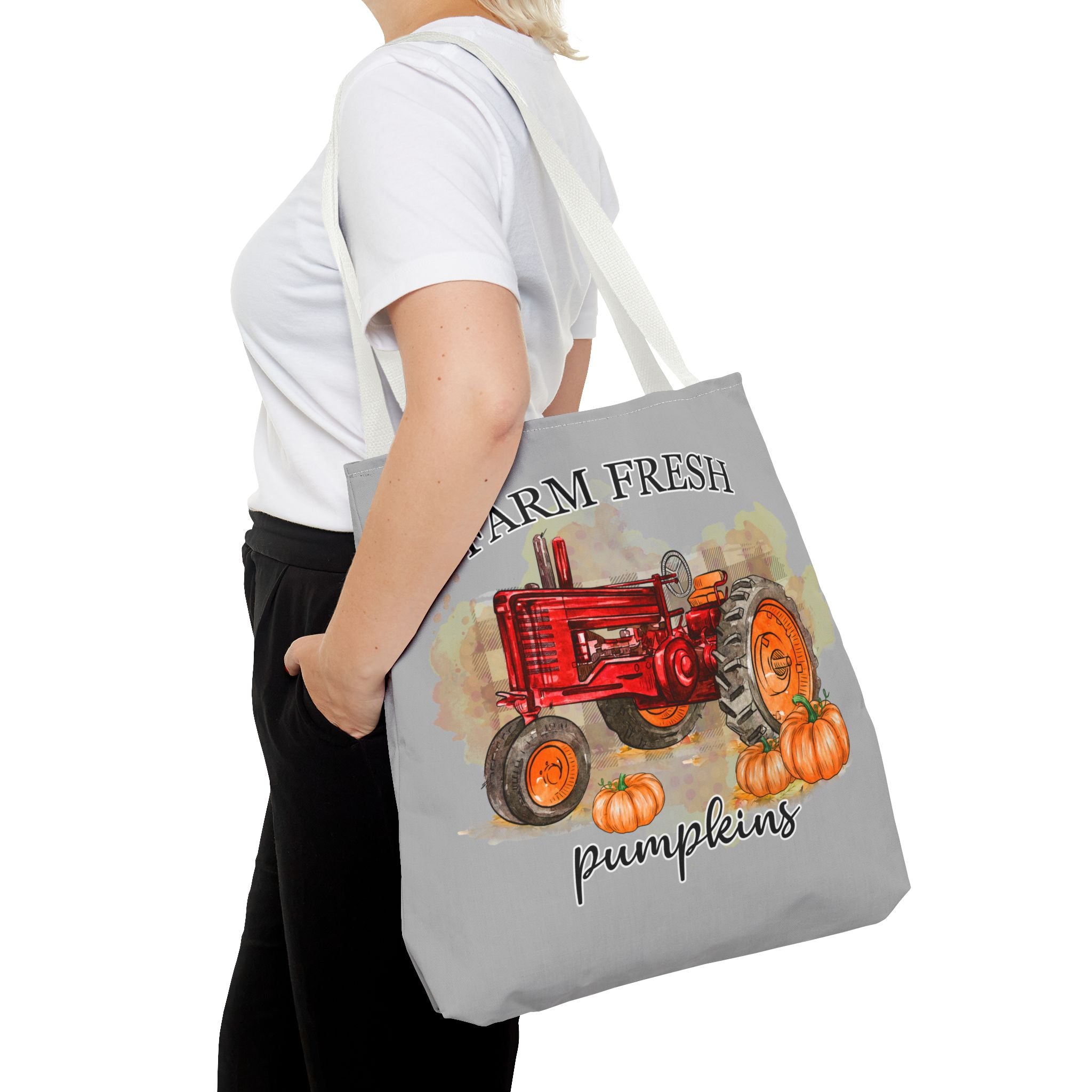 Light Grey Farm Fresh Pumpkin Tote Bag!