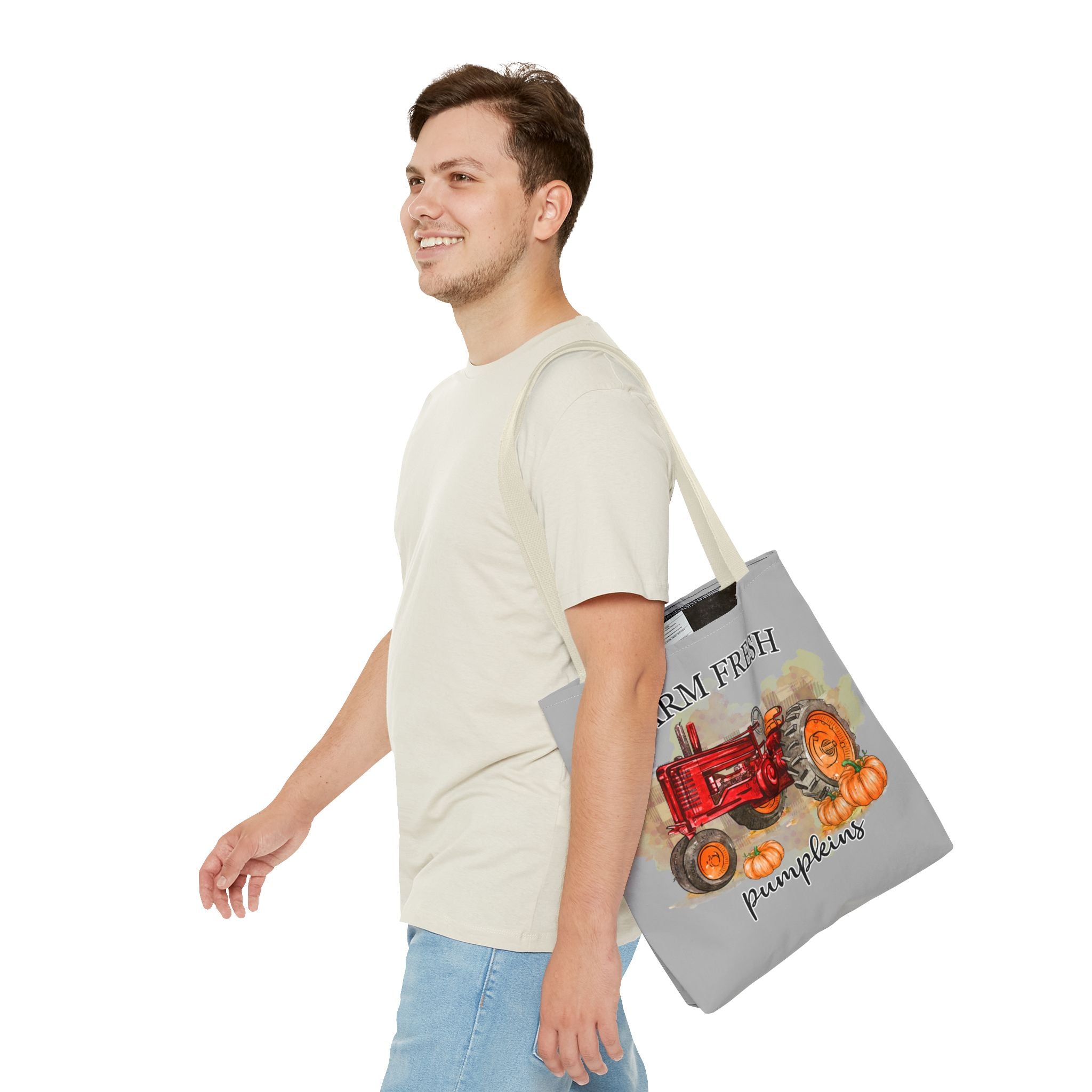 Light Grey Farm Fresh Pumpkin Tote Bag!