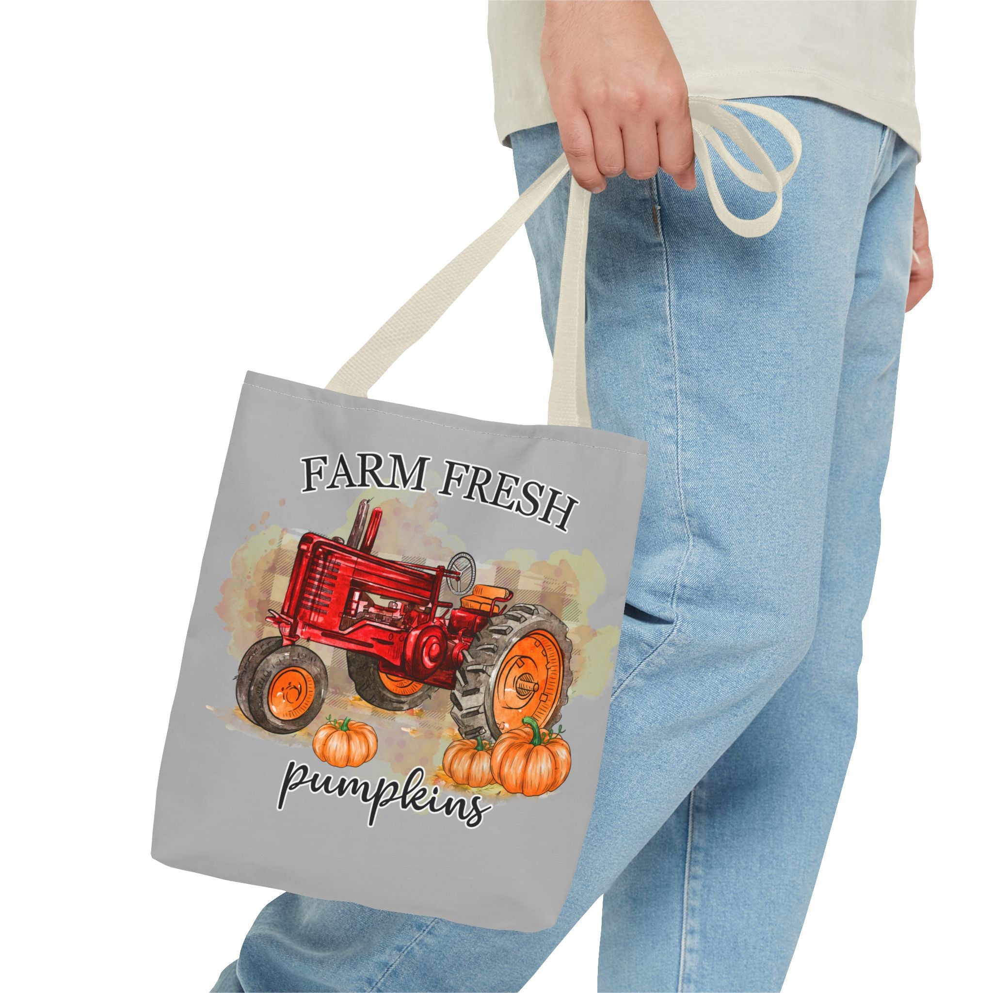 Light Grey Farm Fresh Pumpkin Tote Bag!