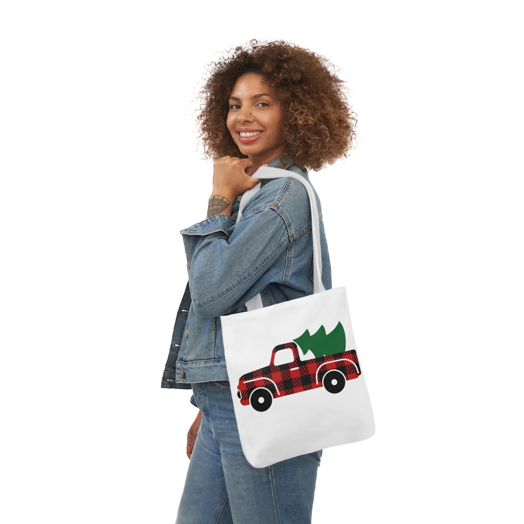 Plaid Christmas Truck Canvas Tote Bag!