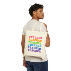 Colorful Teacher Cotton Canvas Tote Bag - Perfect Gift for Educators!